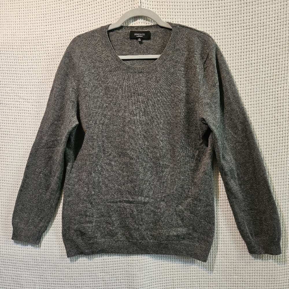 Jones And Co. XL 100% Cashmere Light Gray Longsleeve Sweater